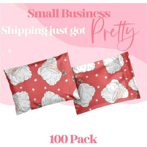 100 Pretty Package 6x9 Designer Christmas Holiday Poly Mailers 100 Pack Santa